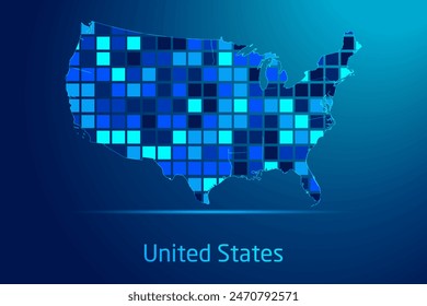 concepts of United States Network Digital Technology Graphic illustration. Blue Color. Internet Futuristic Concept Map.