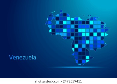 concepts of Venezuela Network Digital Technology Graphic illustration. Blue Color. Internet Futuristic Concept Map.