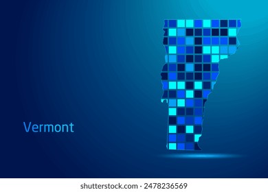 concepts of Vermont Network Digital Technology Graphic illustration. Blue Color. Internet Futuristic Concept Map.