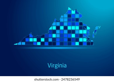concepts of Virginia Network Digital Technology Graphic illustration. Blue Color. Internet Futuristic Concept Map.
