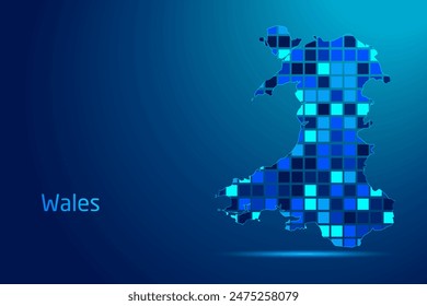 concepts of Wales Network Digital Technology Graphic illustration. Blue Color. Internet Futuristic Concept Map.