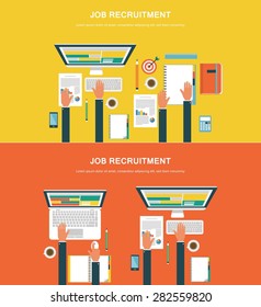 Concepts for web banners and promotions. Flat design concepts for job recruitment