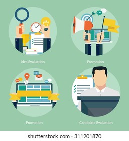 Concepts for web banners and promotions. Flat design concepts for promotion, candidate and idea evaluation