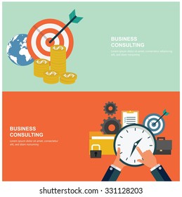 Concepts for web banners and promotions. Flat design financial concepts