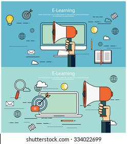 Concepts for web banners and promotions. Flat design concepts for digital marketing and promotion