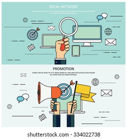 Concepts for web banners and promotions. Flat design concepts for digital marketing and promotion