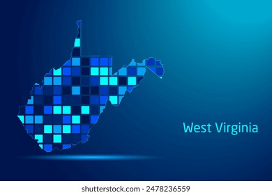 concepts of West Virginia Network Digital Technology Graphic illustration. Blue Color. Internet Futuristic Concept Map.