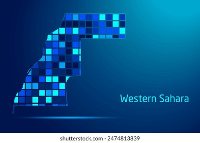 concepts of Western Sahara Network Digital Technology Graphic illustration. Blue Color. Internet Futuristic Concept Map.