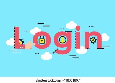 concepts of words design. login form illustration. Flat design.