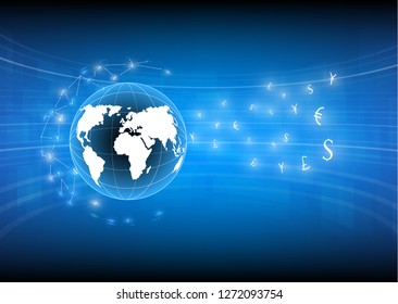 Concepts world currencies and blue financial network