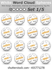 Conceptual 3D Vector Word Cloud Sphere Collection - Related to Webmaster and Webdesign