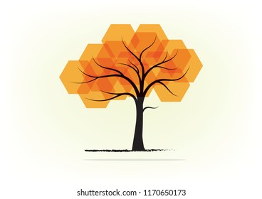 Conceptual Abstract background design Polygonal Tree.Business growth transformation to digital and Successful financial technology.