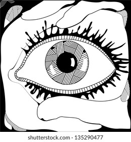 Conceptual abstract work on the successful solution of business problems in black and white
