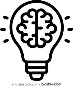 Silueta conceptual del cerebro del aire dentro de la bombilla con diseño sutil del resplandor