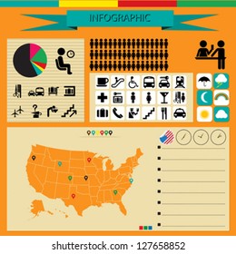 Conceptual airport infographic for U.S.A