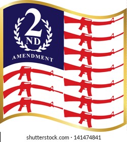 Conceptual American Flag.Second Amendment - U.S. Constitution.Vector Illustration