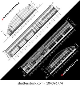 Conceptual architectural background. Part of architectural project, architectural plan, technical project, drawing technical letters, architect at work, planning on paper, construction plan