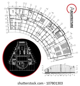 Conceptual architectural background. Part of architectural project, architectural plan, technical project, construction plan