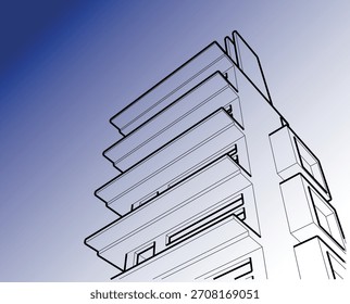 Perspectiva arquitectónica conceptual en escala gris