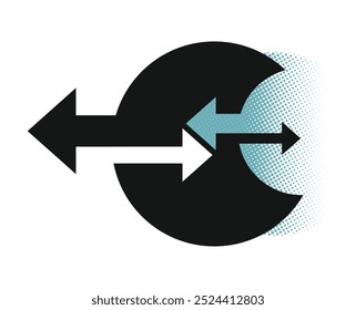 A conceptual arrow symbolizing movement in both directions, indicating a continuous flow of going and returning, representing two-way navigation and reciprocal motion.