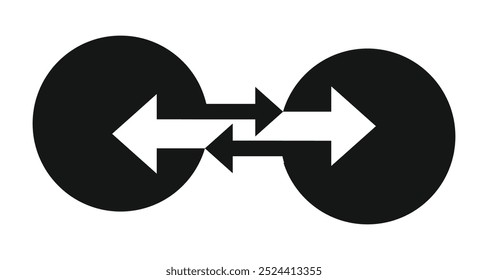 Ein konzeptioneller Pfeil, der die Bewegung in beide Richtungen symbolisiert und einen kontinuierlichen Hin- und Rücklauf anzeigt, der die Zwei-Wege-Navigation und die Hin- und Herbewegung darstellt.