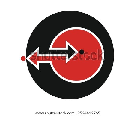 A conceptual arrow symbolizing movement in both directions, indicating a continuous flow of going and returning, representing two-way navigation and reciprocal motion.