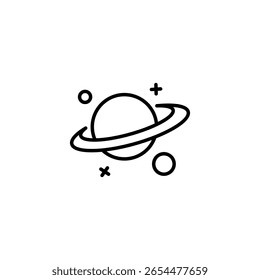 Arte Conceitual Representando Um Planeta Anelado Com Outros Corpos Celestes