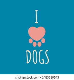 conceptual art logo for dog cat & pet adoption. sweet & cute red heart icon symbol like paw print or soft foot sign isolated vector. i love dogs cartoon flat design creative. simple font & Typography