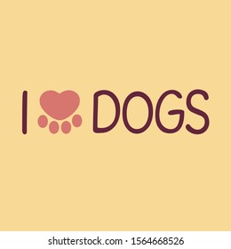 conceptual art logo for dog cat & pet adoption. sweet & cute red heart icon symbol like paw print or soft foot sign isolated vector. i love dogs cartoon flat design creative. simple font & Typography