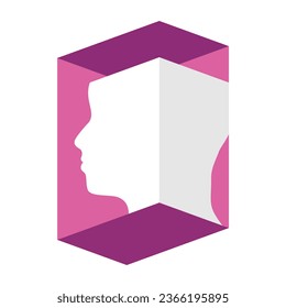 Conceptual art of think, brain mind, mental health, spiritual, soul and psychology. Human head in cube