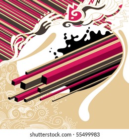 Banner artístico conceptual con elementos abstractos diseñados. Ilustración vectorial.