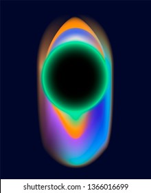 Conceptual artistic vector illustration of black hole, colorful time and space distortion.