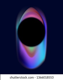 Conceptual artistic vector illustration of black hole, colorful time and space distortion.