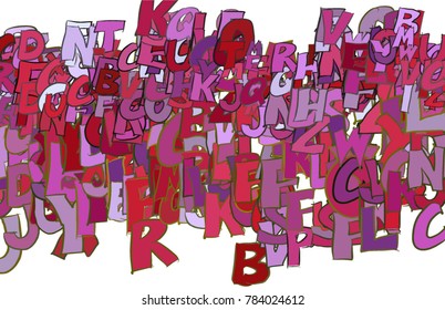 Conceptual background alphabets letters for design catalog or texture. Cartoon style vector.