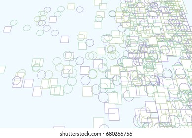 Conceptual background ellipse & square box pattern for design. 3D perspective view. Vector illustration graphic.