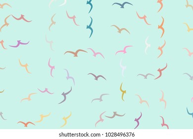 Conceptual background flying birds for design catalog or texture. Cartoon style vector.