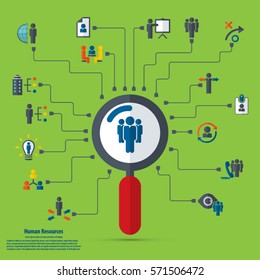 conceptual background with human resource related icon set.