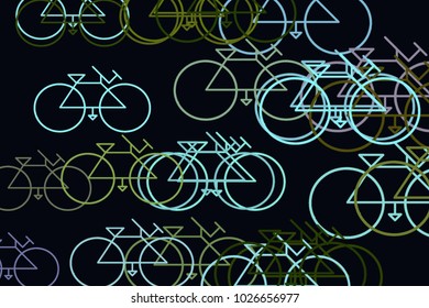 Conceptual background outline of bicycle for design catalog or texture. Cartoon style vector.