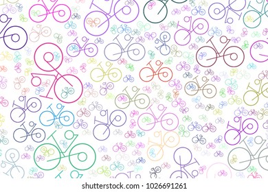 Conceptual background outline of bicycle for design catalog or texture. Cartoon style vector.