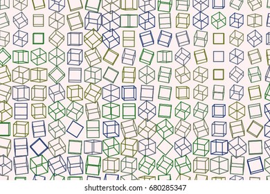 Conceptual background square, rectangle pattern for design. 3D perspective view. Style of mosaic or tile. Vector illustration graphic.