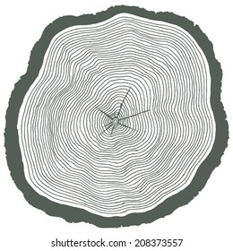 Conceptual background with tree-rings. Vector graphics.