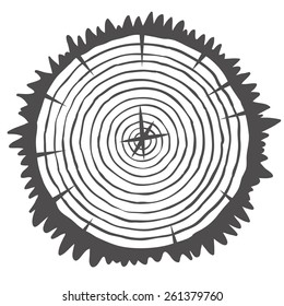 Conceptual background with tree-rings. Vector graphics