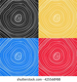 Conceptual background with tree-rings. Vector graphics eps 10 vector illustration. Color vercion black, red, blue and yellow.
