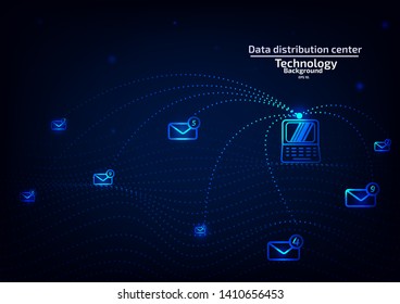 Conceptual background vector illustration Information distribution center technology