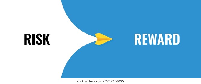 Diseño conceptual del Anuncio que representa la transición del riesgo a la recompensa con el plano de papel como flecha, simbolizando la superación de desafíos y el logro del éxito.