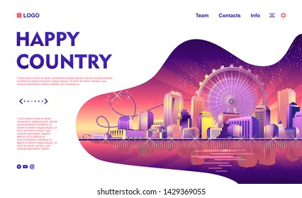 Conceptual banner, futuristic abstract city, high-rise buildings, streets, cityscape, template for web design and home page interface, vector illustration