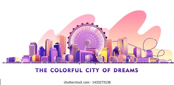 Conceptual banner, futuristic abstract city, high-rise buildings, streets, cityscape, template for web design and home page interface, vector illustration