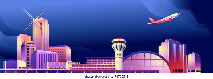 Conceptual banner, futuristic abstract city, high-rise buildings, streets, cityscape, template for web design and home page interface, vector illustration