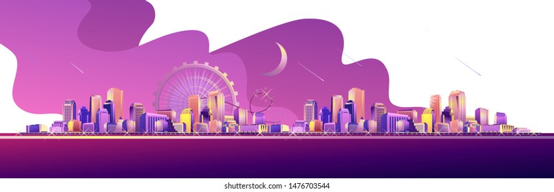 Conceptual banner, futuristic abstract city, high-rise buildings, streets, cityscape. template for web design and home page interface. vector illustration.