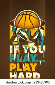 Afiche conceptual del baloncesto. Ilustración vectorial.